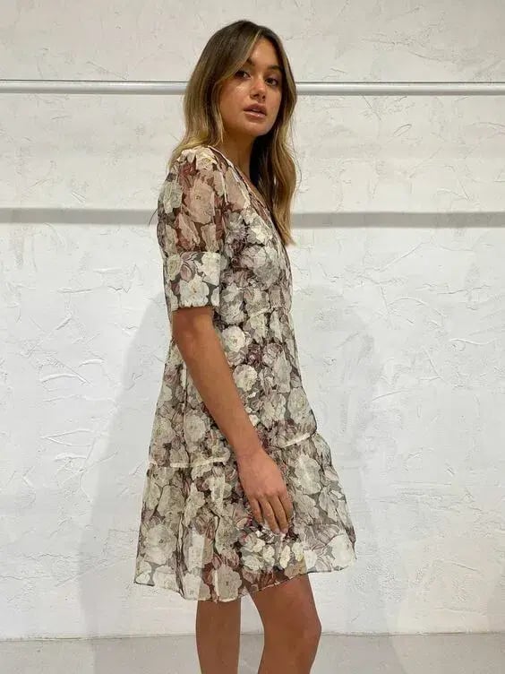 Sir the Label Sofia Puff Sleeve Mini Dress Multi Size 6 photo 2