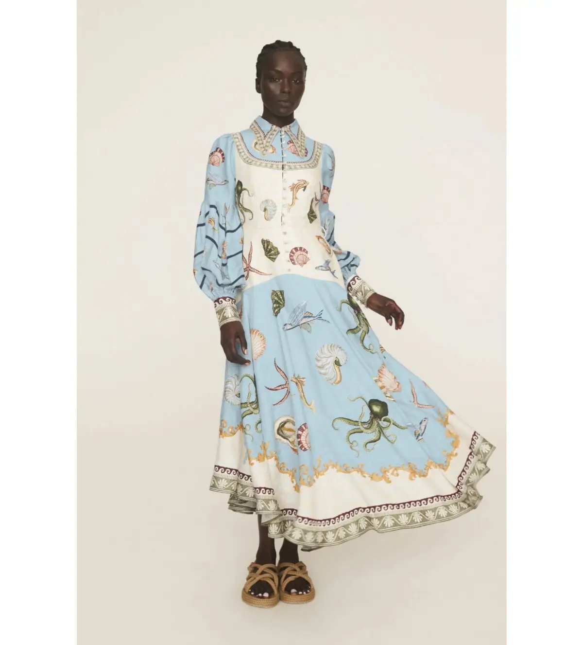 Alemais Bath House Shirt Midi Dress Print Size 16 photo 4