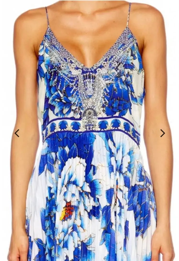 Camilla Ring of Roses Pleated Slip Dress Print Size 8 photo 5