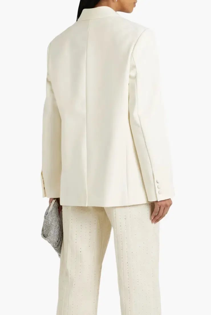 Area NYC Cutout Crystal-embellished Wool-blend Blazer White Size 8 photo 3