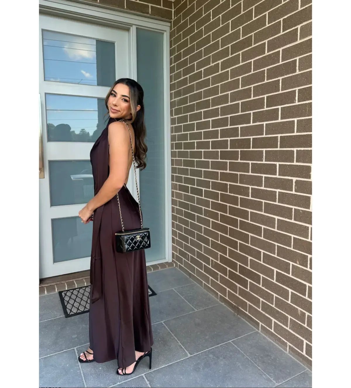 Significant Other Adriana Halter Gown Chocolate Size 6 photo 5