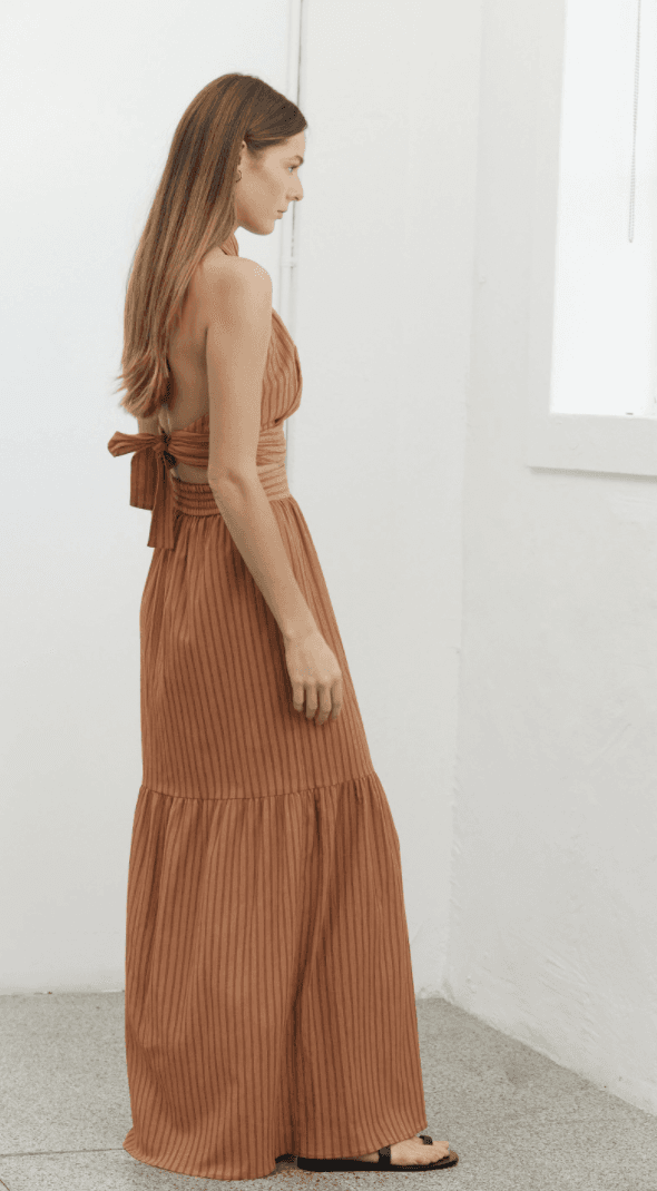 Third Form Halter Top and Maxi Skirt Set Brown Size 8 photo 2