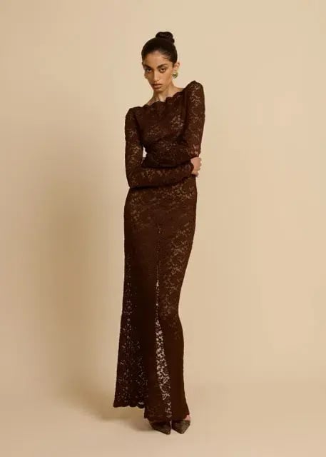 Arcina Ori Monet Maxi Dress Chocolate Brown Size M AU 10 photo 6