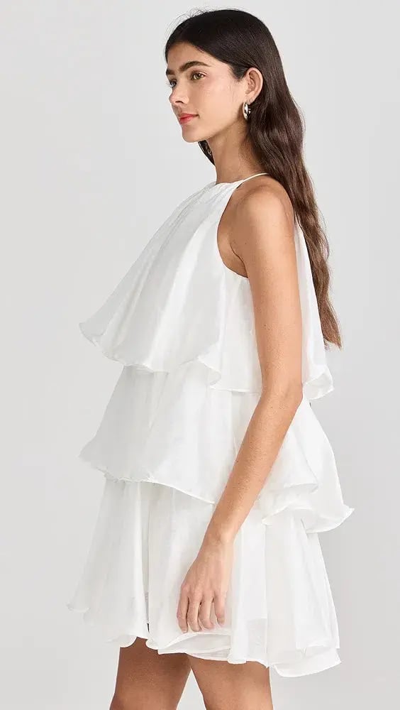 Aje Claudia Halterneck Tiered Mini Dress in White Size 8 photo 4