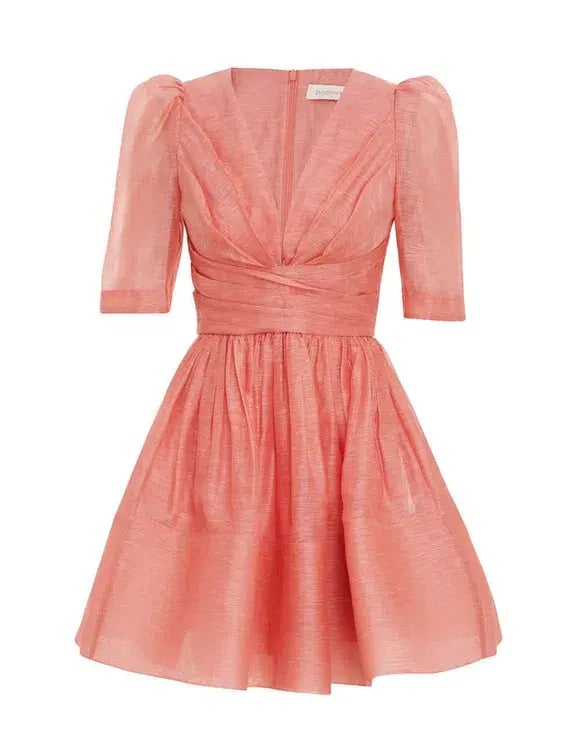 Zimmermann The Wonderland Sleeved Mini Dress in Guava  Size 3/Au 14 photo 3