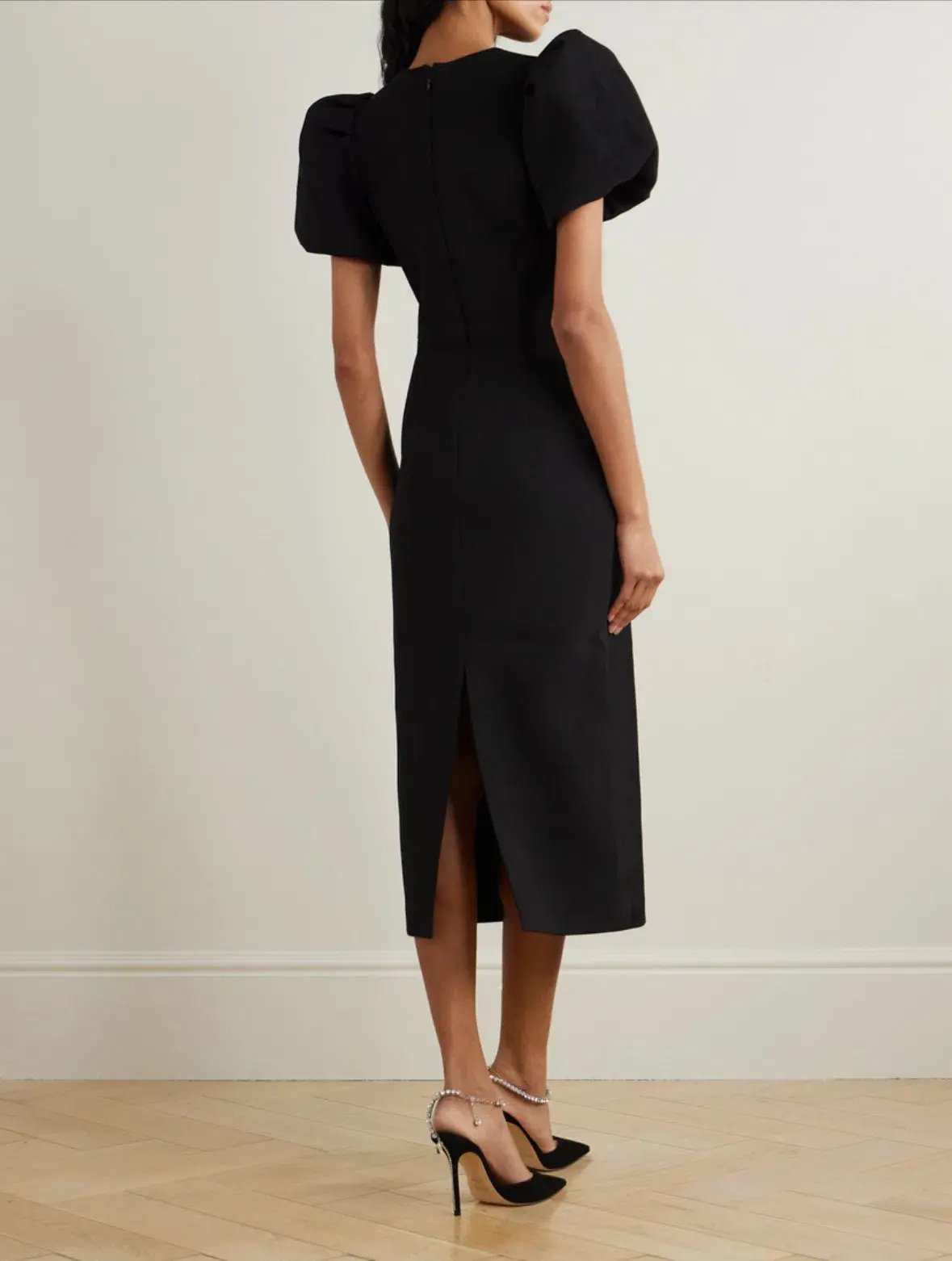 Rebecca Valance Eliana Puff Sleeve Midi Dress in Black Size AU 12 photo 2