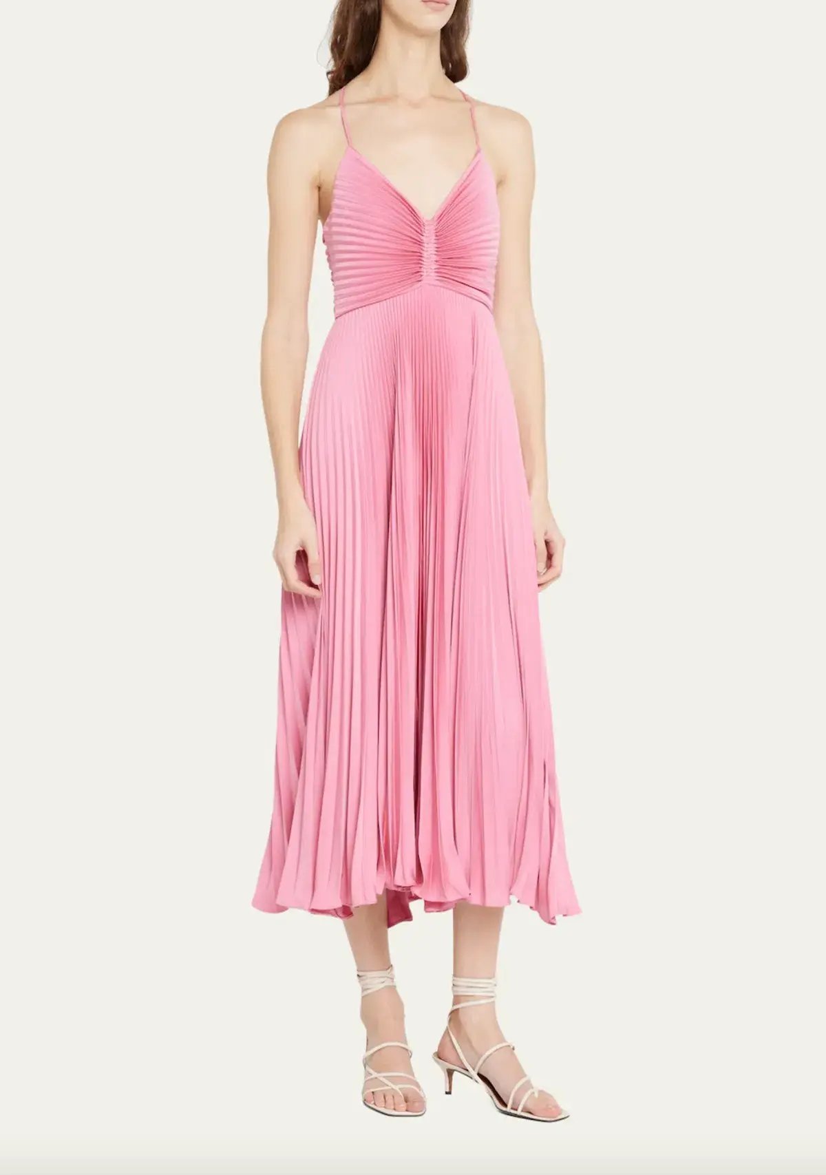 A.L.C. Gemini Pleated Tie Back Long Dress Chateau Rose Pink Size AU 10 photo 5