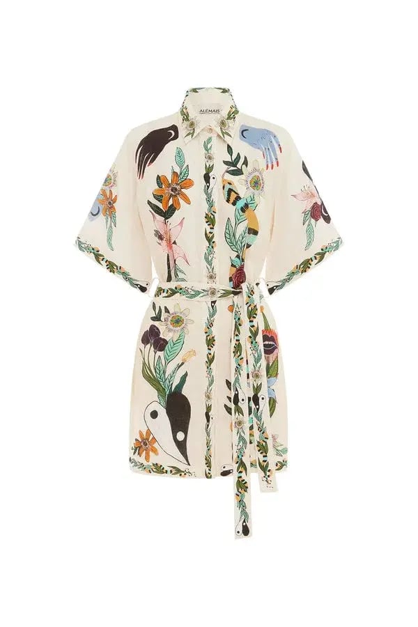 Alemais Meagan Mini Dress Cream/Print Size 12 photo 4