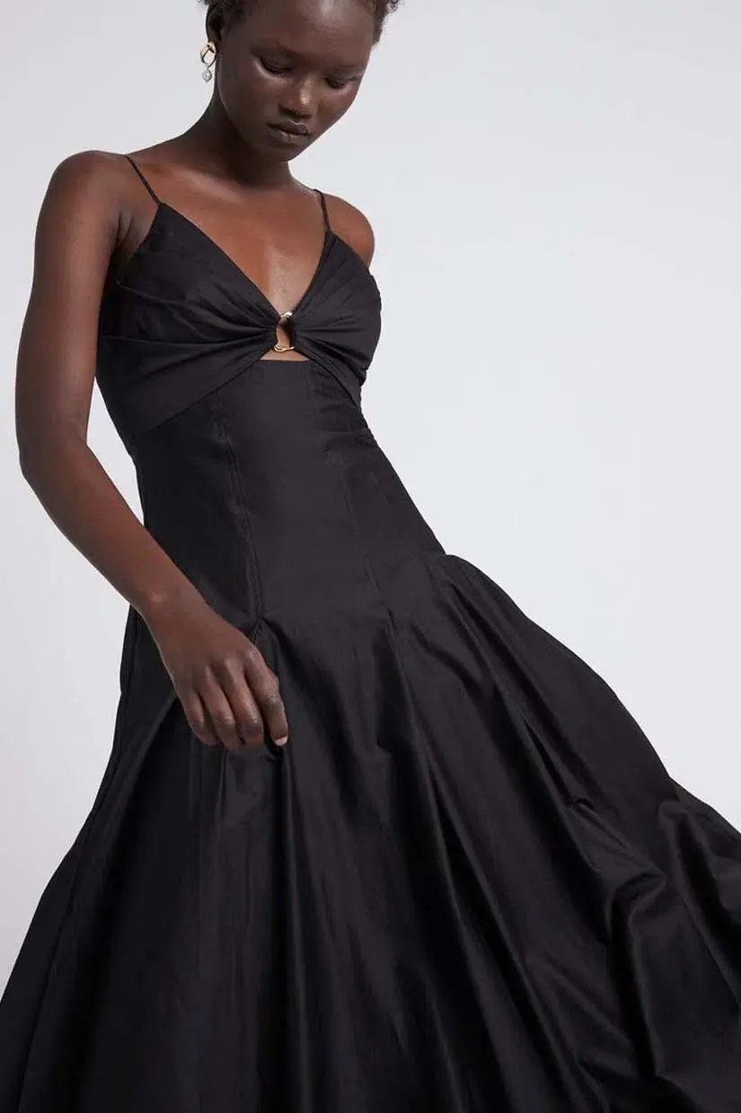 Aje Solstice Strappy Ring Midi Dress Black Size 6 photo 6