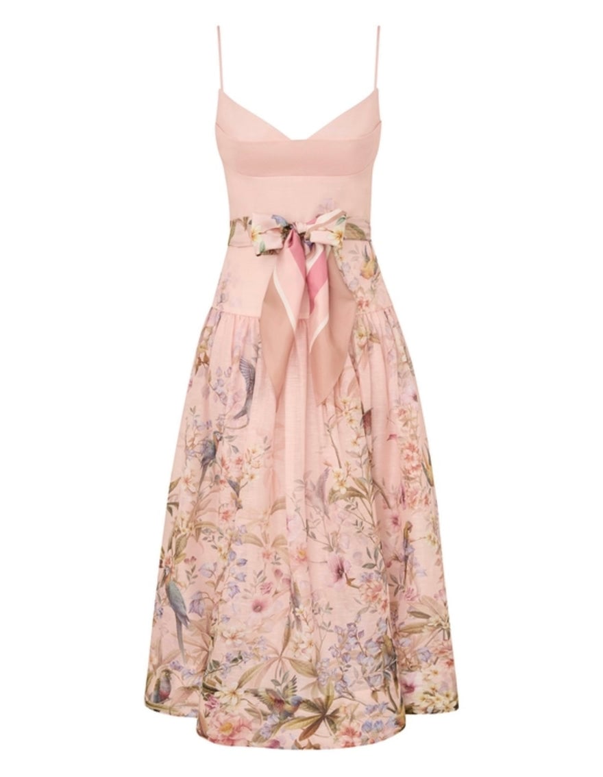 Zimmermann Rebellion Fitted Picnic Dress In Pink Aviary photo 2