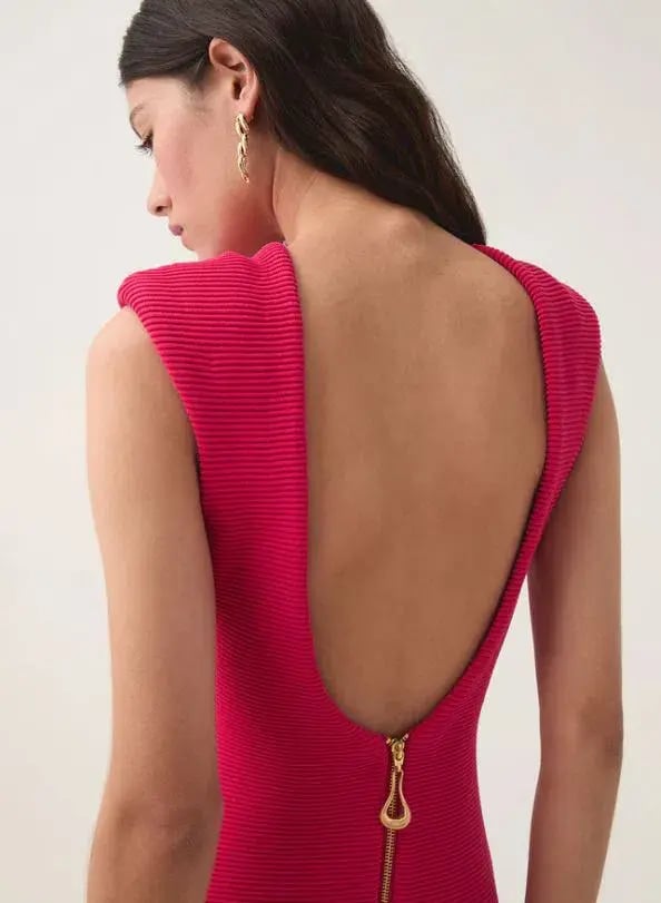 Aje Rushes Raffia Knit Midi Dress in Deep Fuschia Size M (AU 10) photo 4