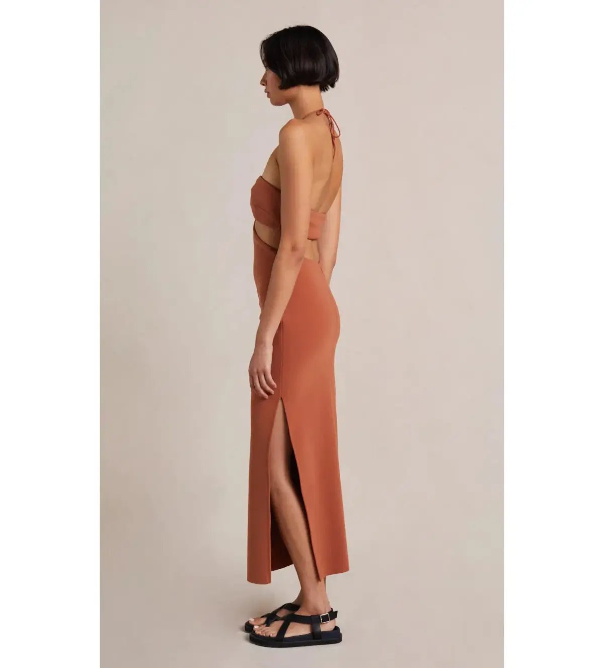 Bec & Bridge Alba Cut Out Midi Dress Terracotta Size AU 6 photo 2