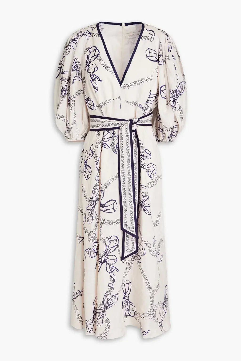 Zimmermann Day Midi Dress in Navy Bows Size 0/AU 8 photo 5