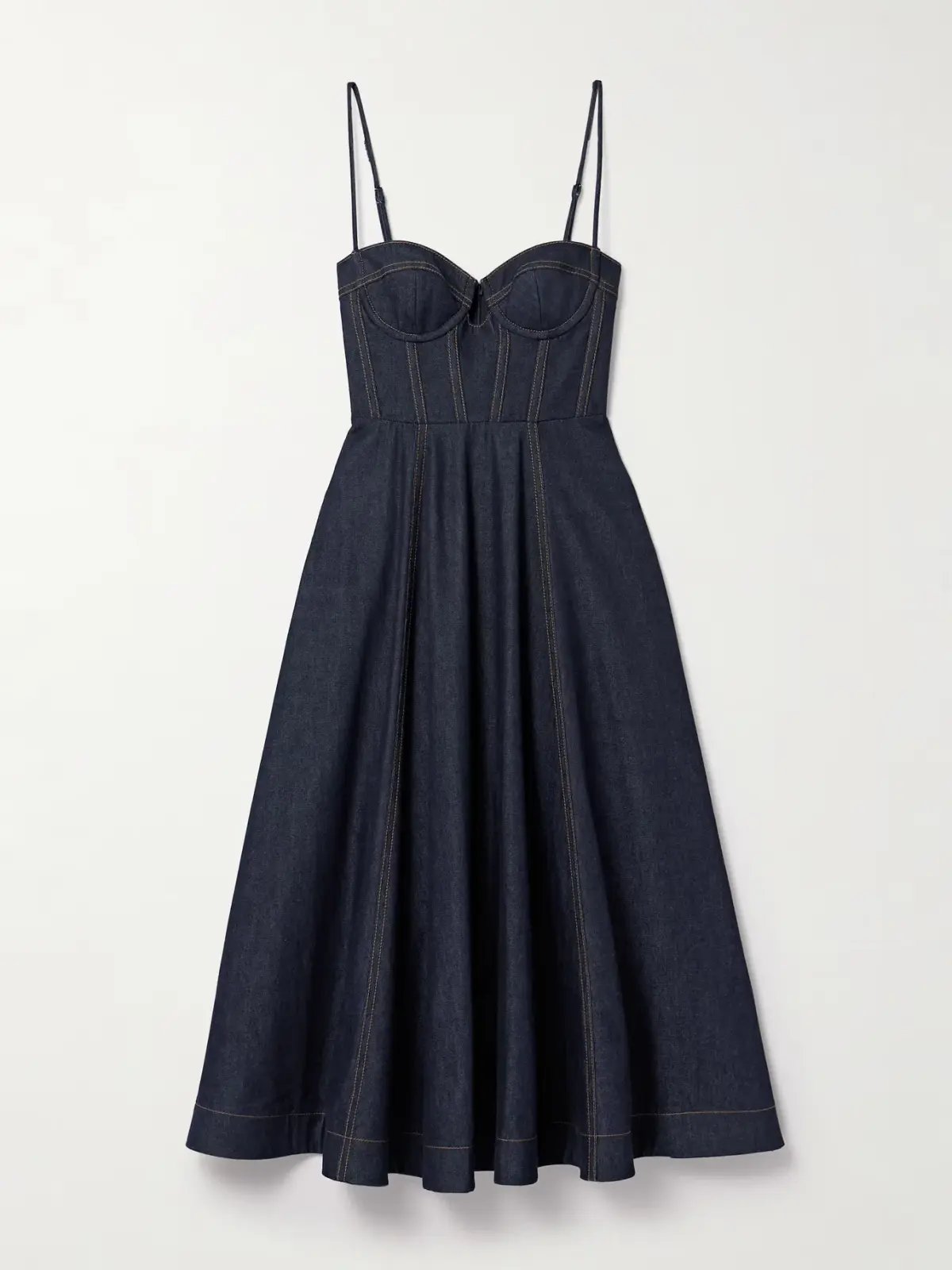 Zimmermann Crush Denim Bustier Midi Dress Navy Size 0P/Au 6 photo 6