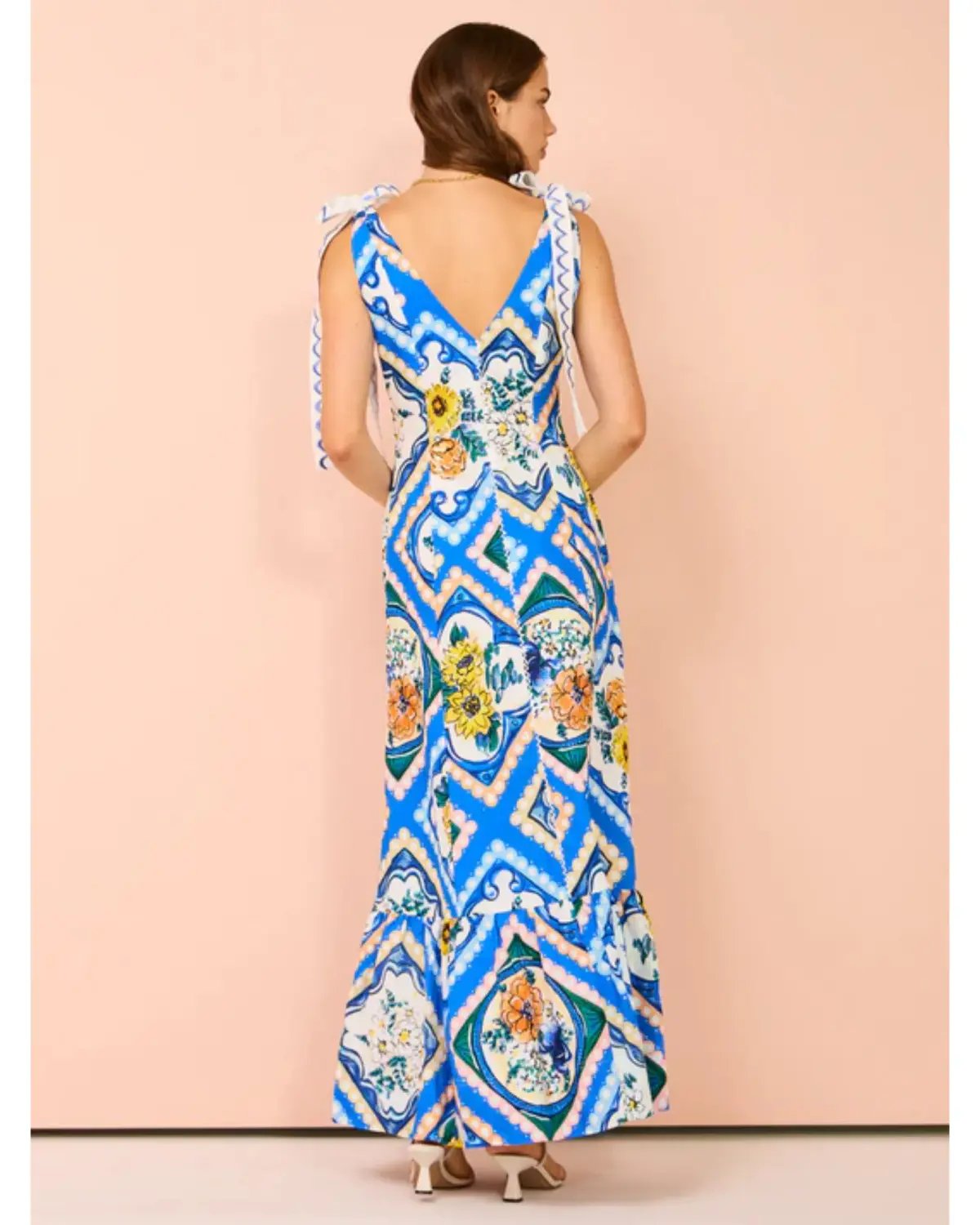 By Nicola Adonica Tie Shoulder Maxi Dress in Azure Flower Size AU 14 photo 4