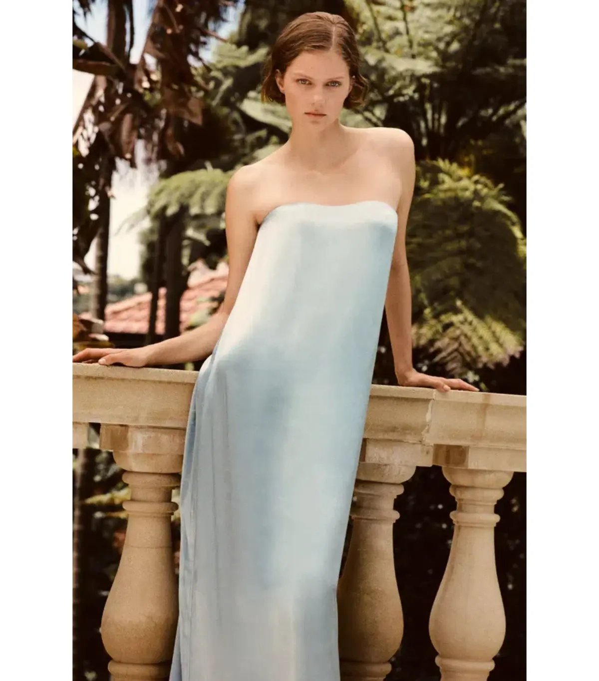 Shona Joy La Lune Strapless Column Maxi Dress Powder Blue Size AU 10 photo 6