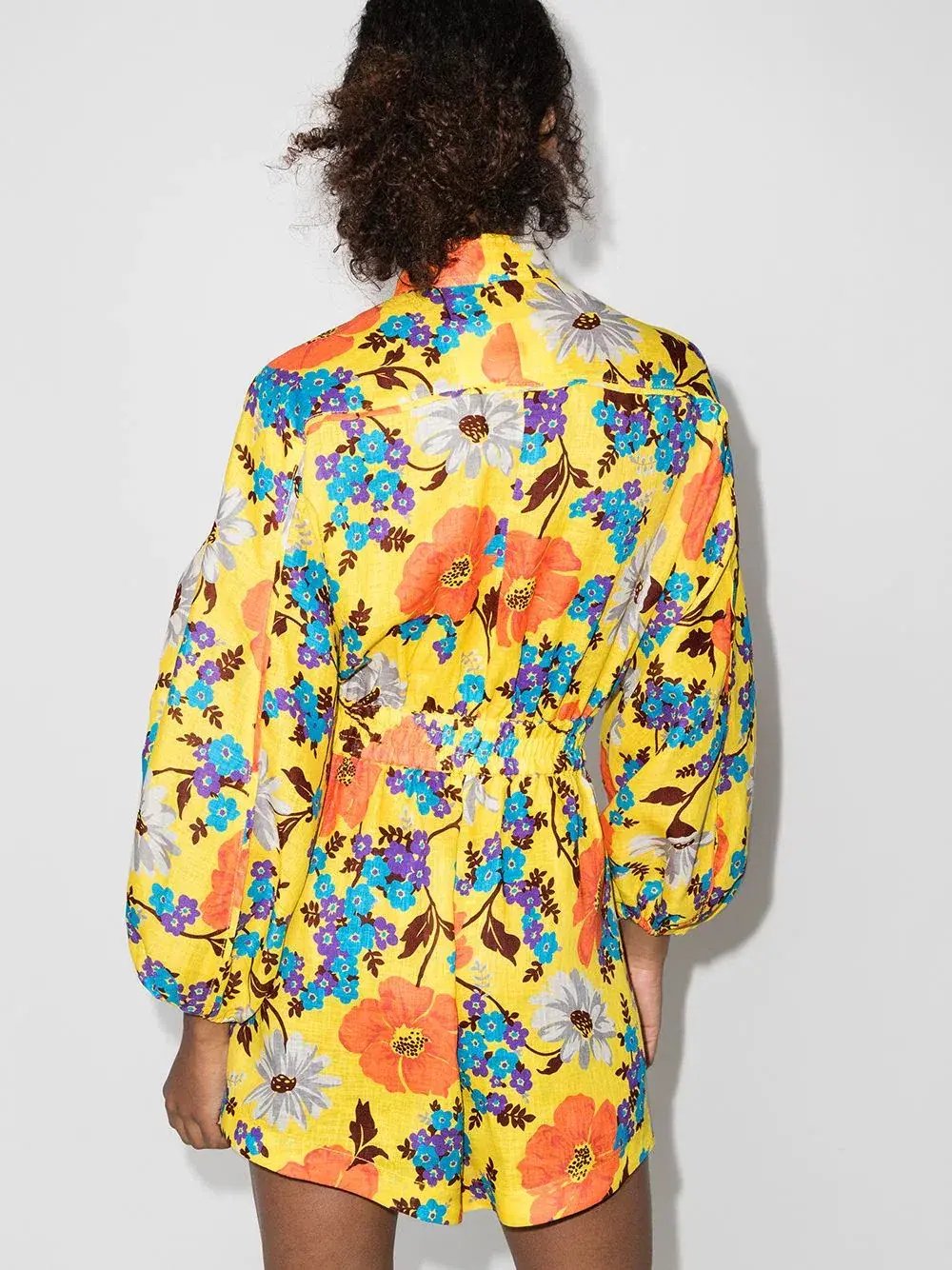 Zimmermann Estelle Panelled Playsuit Yellow Floral Print Size 0 photo 2