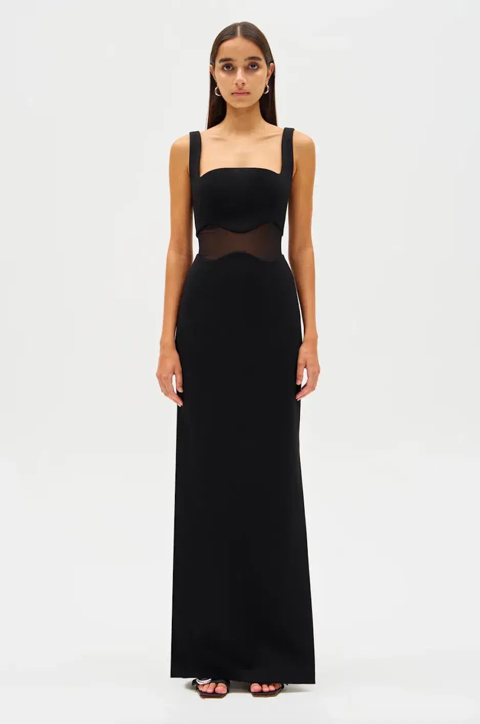 MISHA Damita Bonded Crepe Maxi Dress Black Size 10/M photo 3