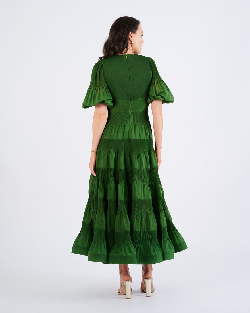Zimmermann Pleated Midi Dress - Green photo 3
