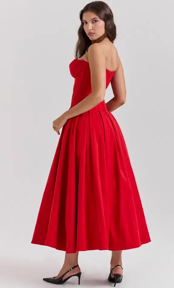 House Of CB Lady Strapless Midi Tulle Dress  Scarlet Size S/Au 8 photo 2