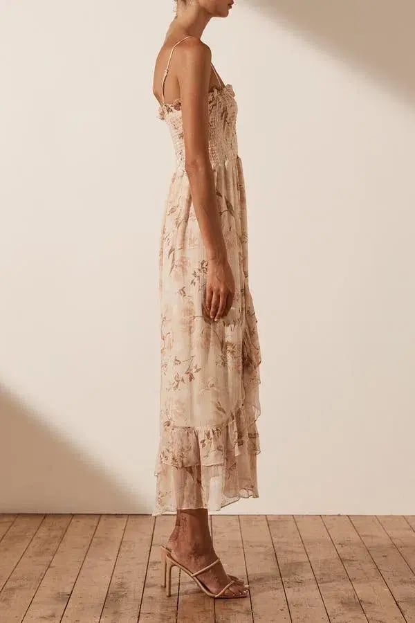 Shona Joy Nina Shirred Midi Dress Floral Size 12 / L photo 2
