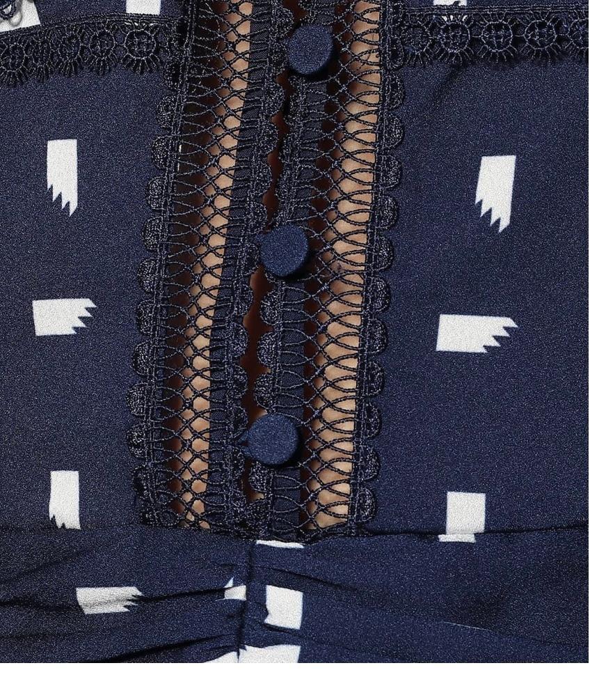Self Portrait Sail Print Lace Trim Mini Dress navy Size 12 photo 3