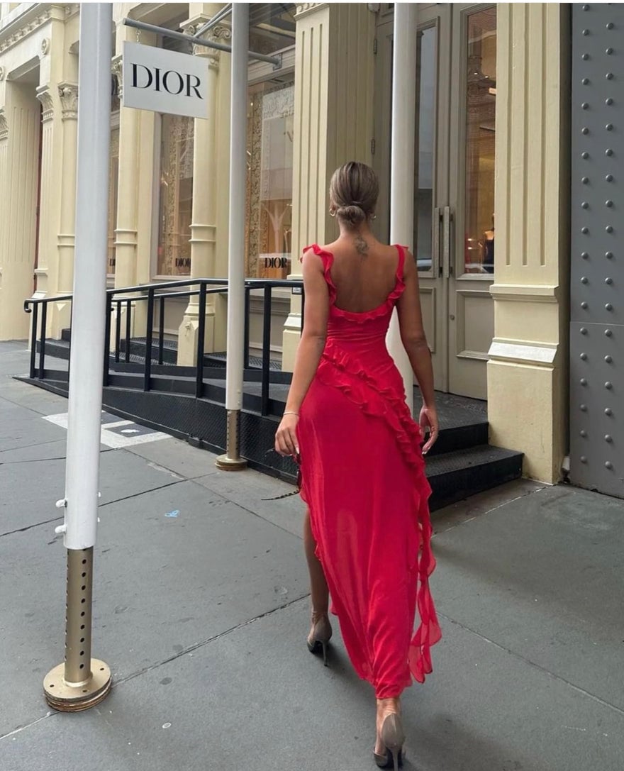 House of CB Ariela Ruffle Dress Cherry photo 3
