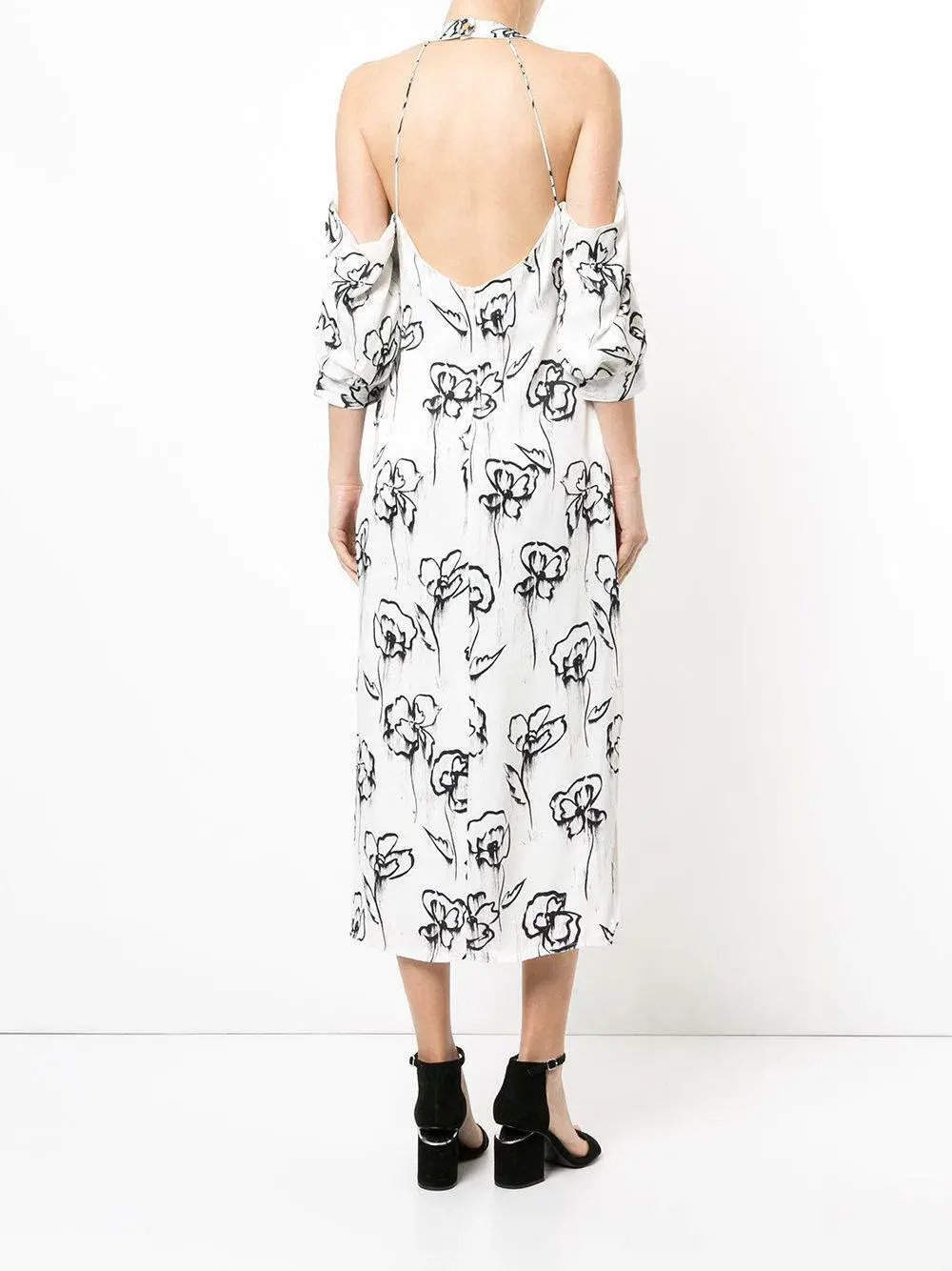 Manning Cartell Womens Midi Cold Shoulder Dress Rose Washer Black White Size 10 photo 3
