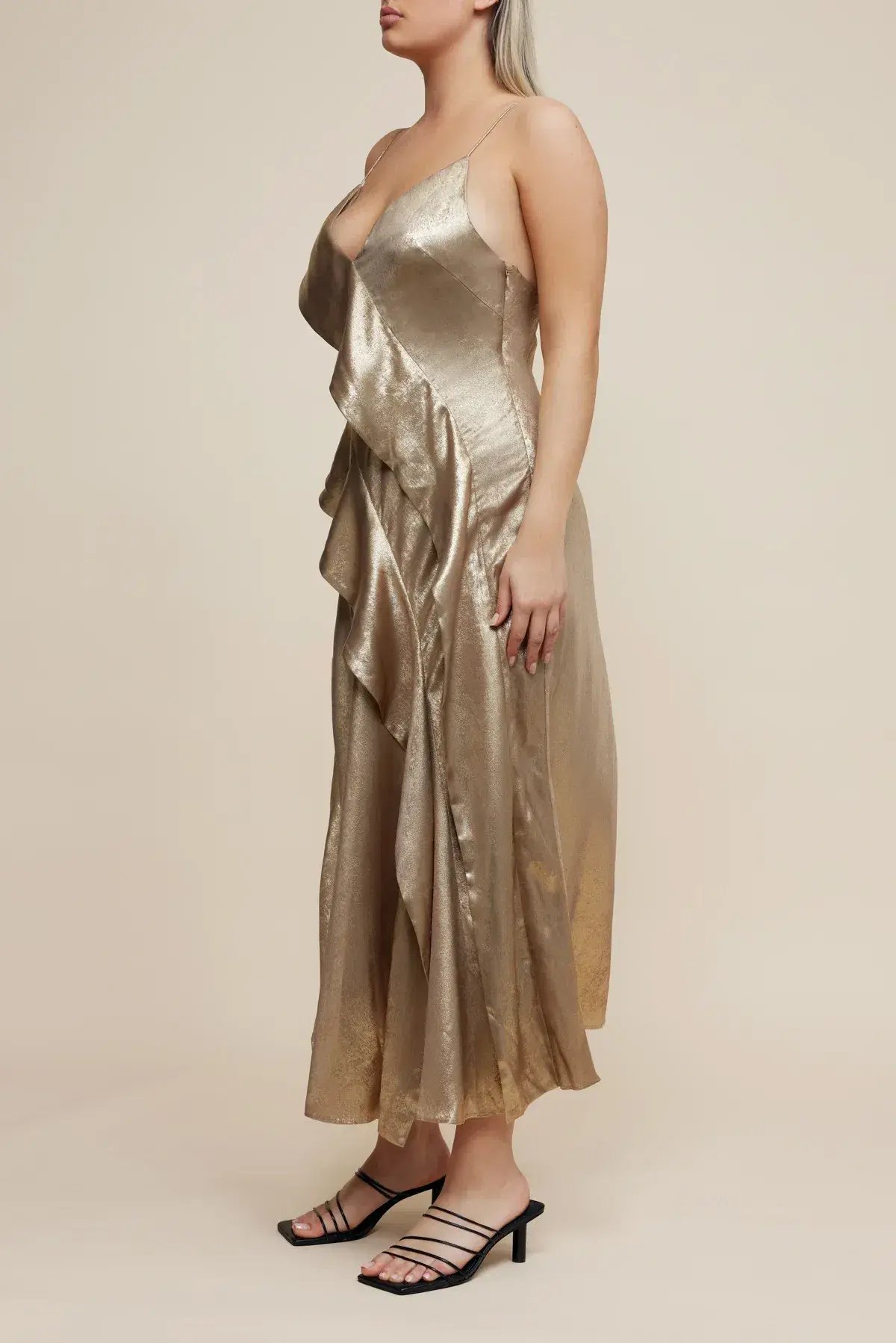 Acler Queensbridge Midi Dress Gold Size 14 photo 2
