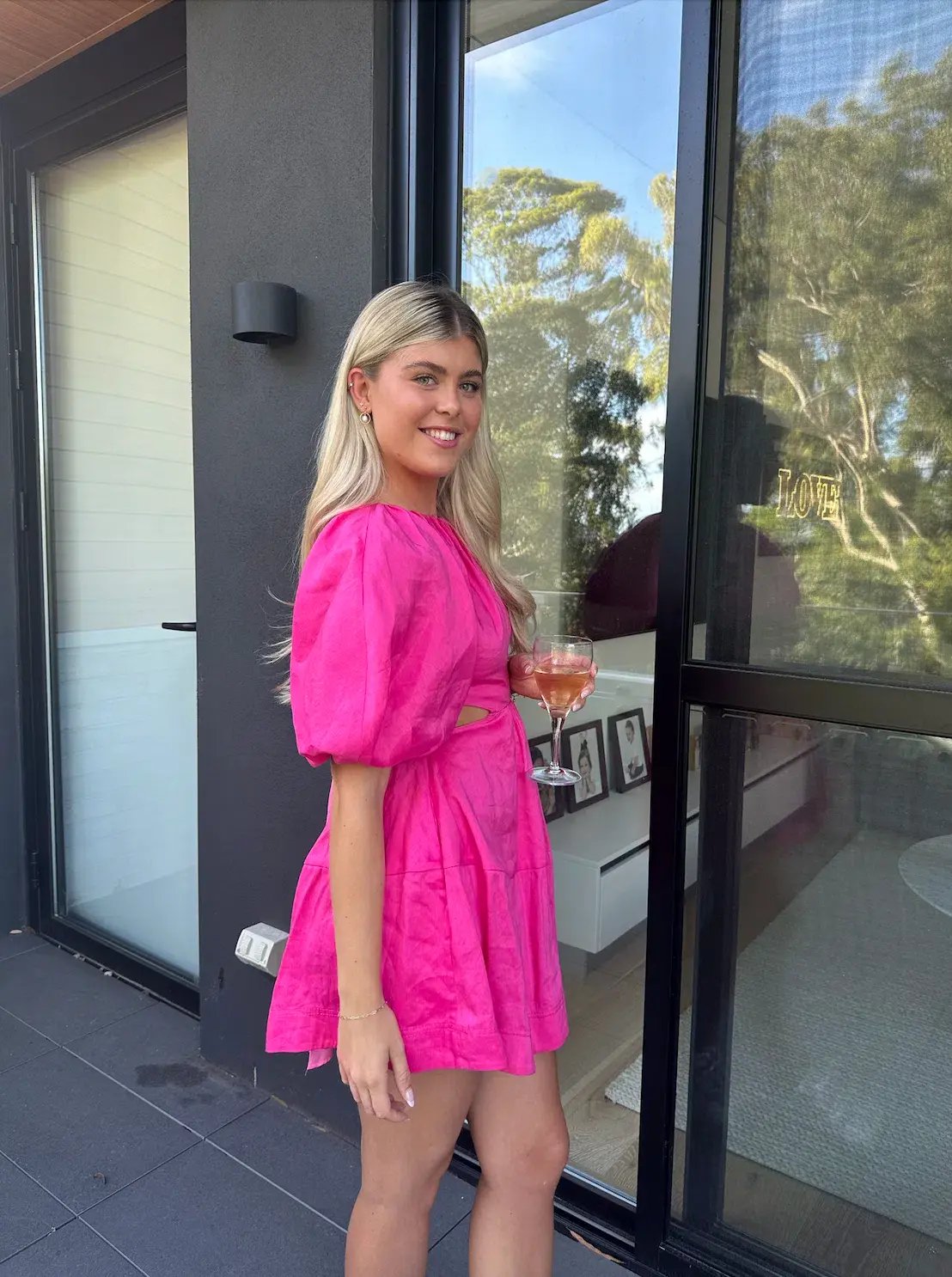 Aje Admiration Lace-Up Mini Dress in Pink - Size 6 photo 3