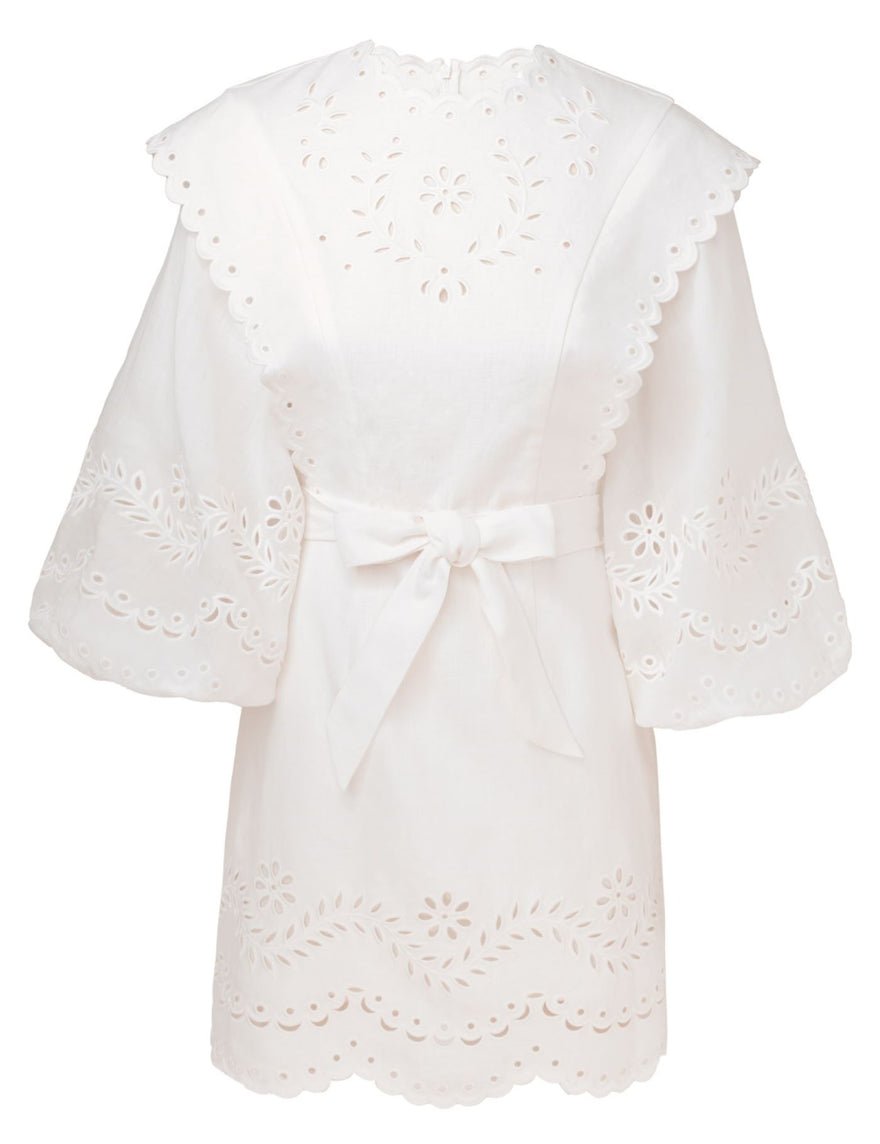 Zimmermann Junie Embroidered Mini Dress in Ivory photo 2