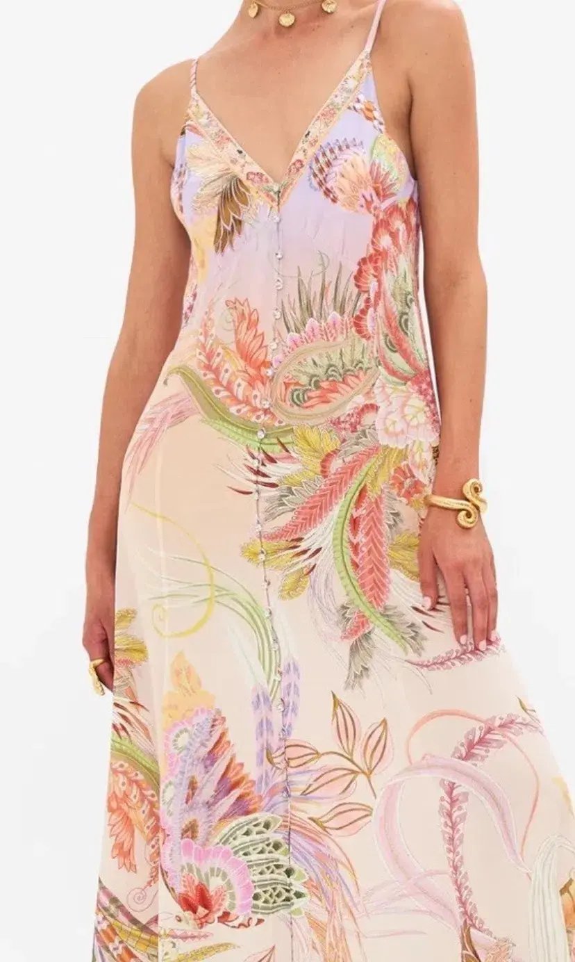 Camilla Button Front Slip Dress Cosmic Tuscan Size XS (8) photo 3