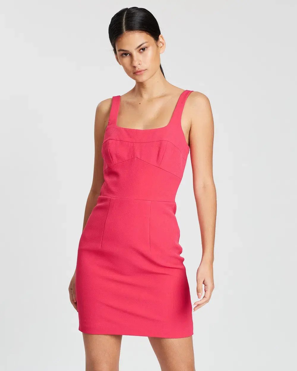 By Johnny Bust Panelled Mini Dress in Deep Pink Size 8 photo 4