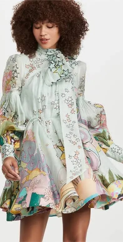 Zimmermann Concert Tie Neck Mini Dress Mint Collage Size 0 / AU 8 photo 2