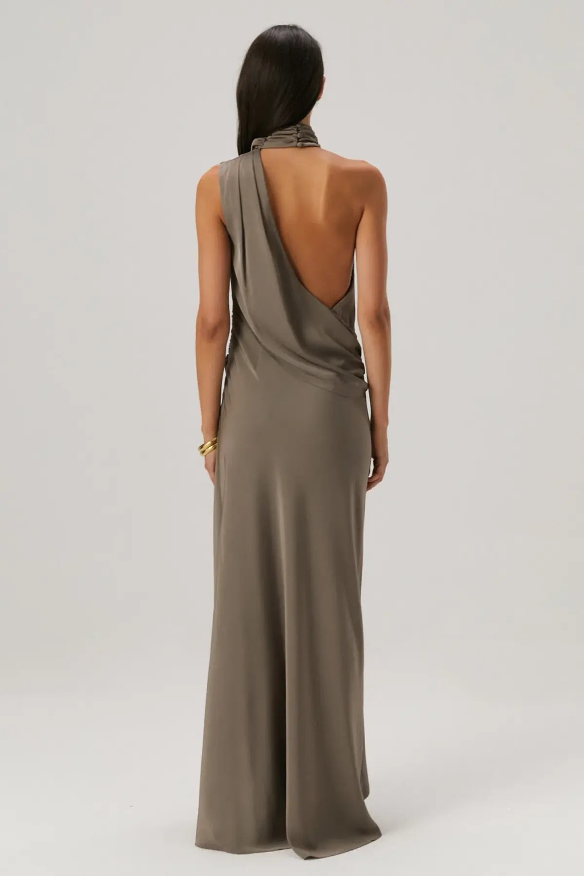 MISHA Constantina Satin Gown Iron Grey Size 6/XS photo 2