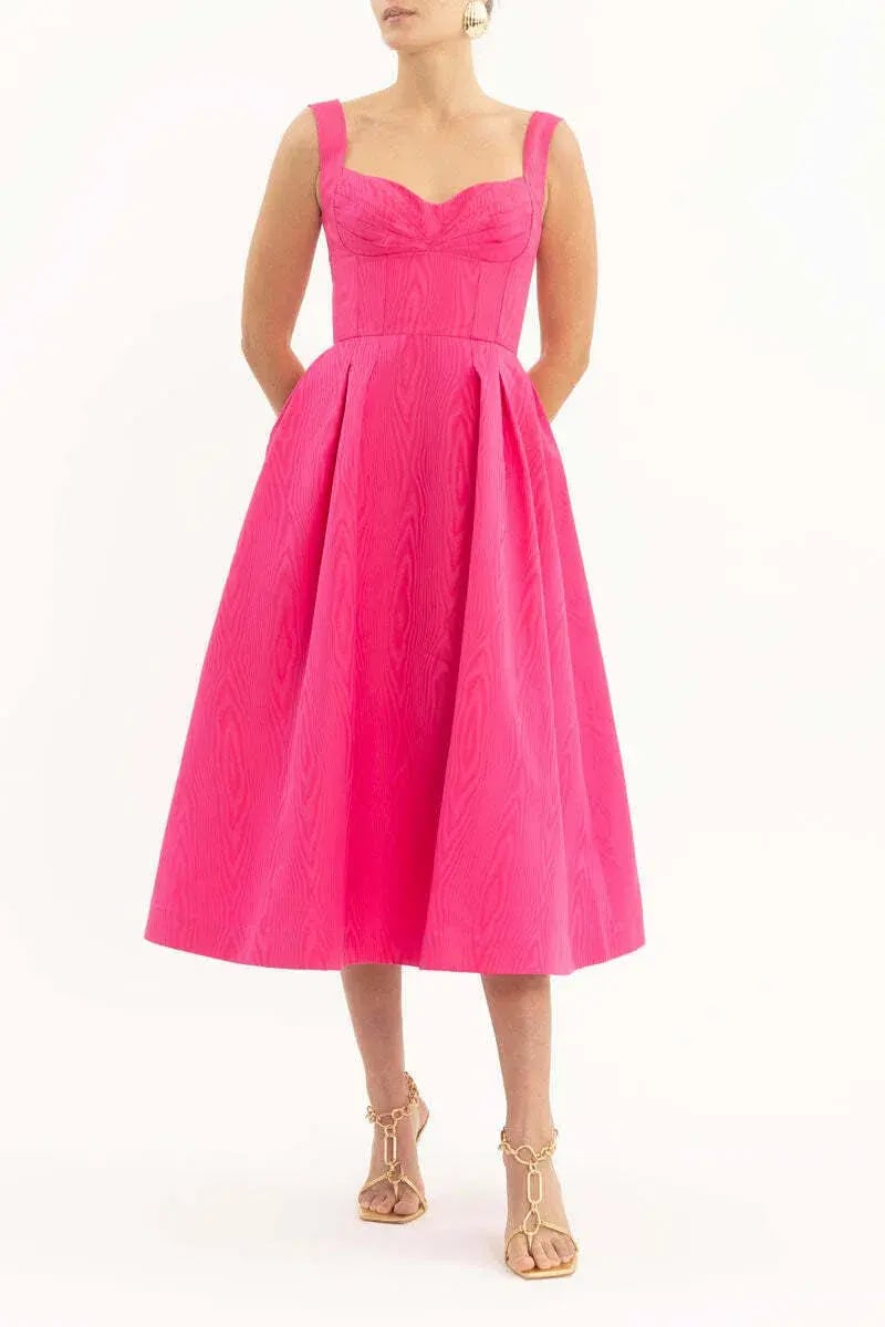 Rebecca Vallance Lyla Midi Dress in Hot Pink Size 10 photo 4