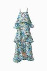 Elliatt Armani Tiered Maxi Dress In Blue Floral Size M photo 4