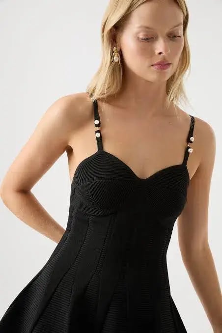 Aje Phaedra Ottoman Bustier Mini Dress Black Size L / AU 12 photo 2