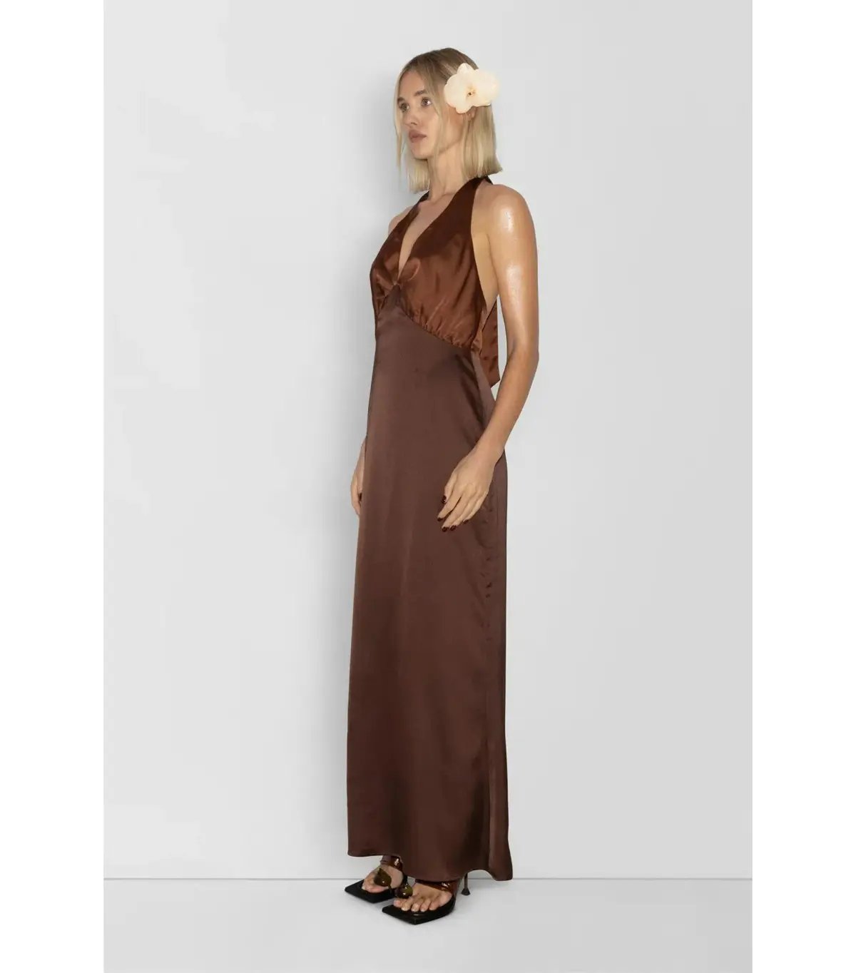 The Wolf Gang Oahu Slip Maxi Dress Chocolate Brown Size XS / AU 6 photo 2