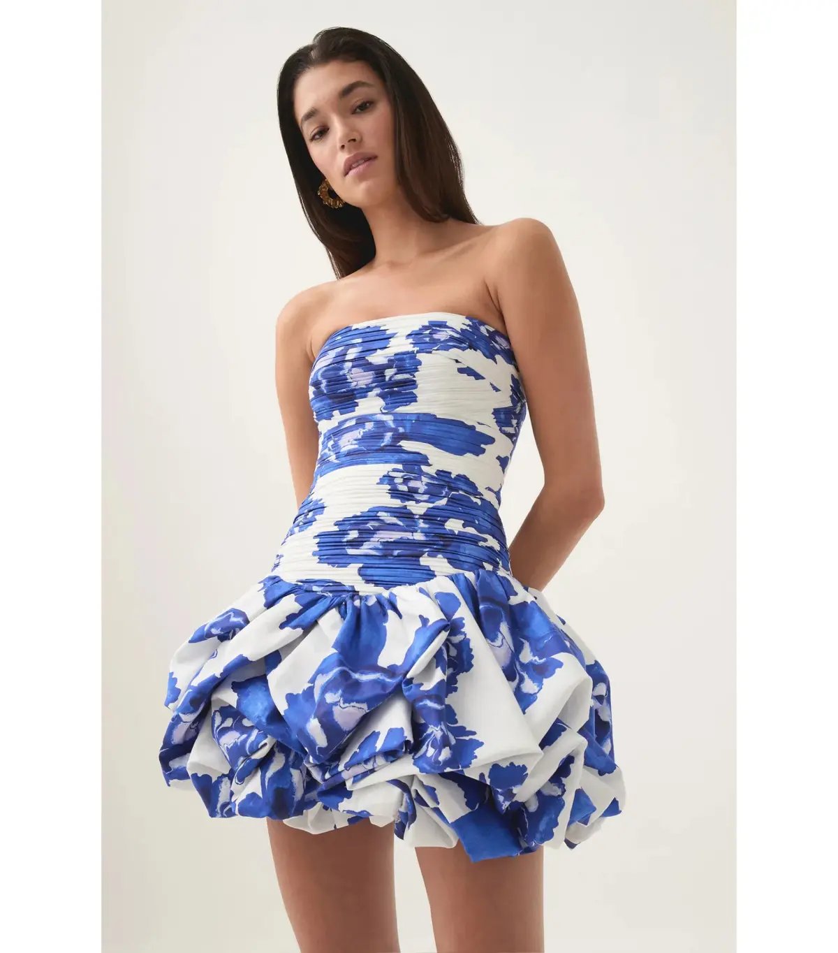 Aje Violette Bubble Hem Mini Dress in Boldly Blooming Cobalt Size AU 10 photo 4