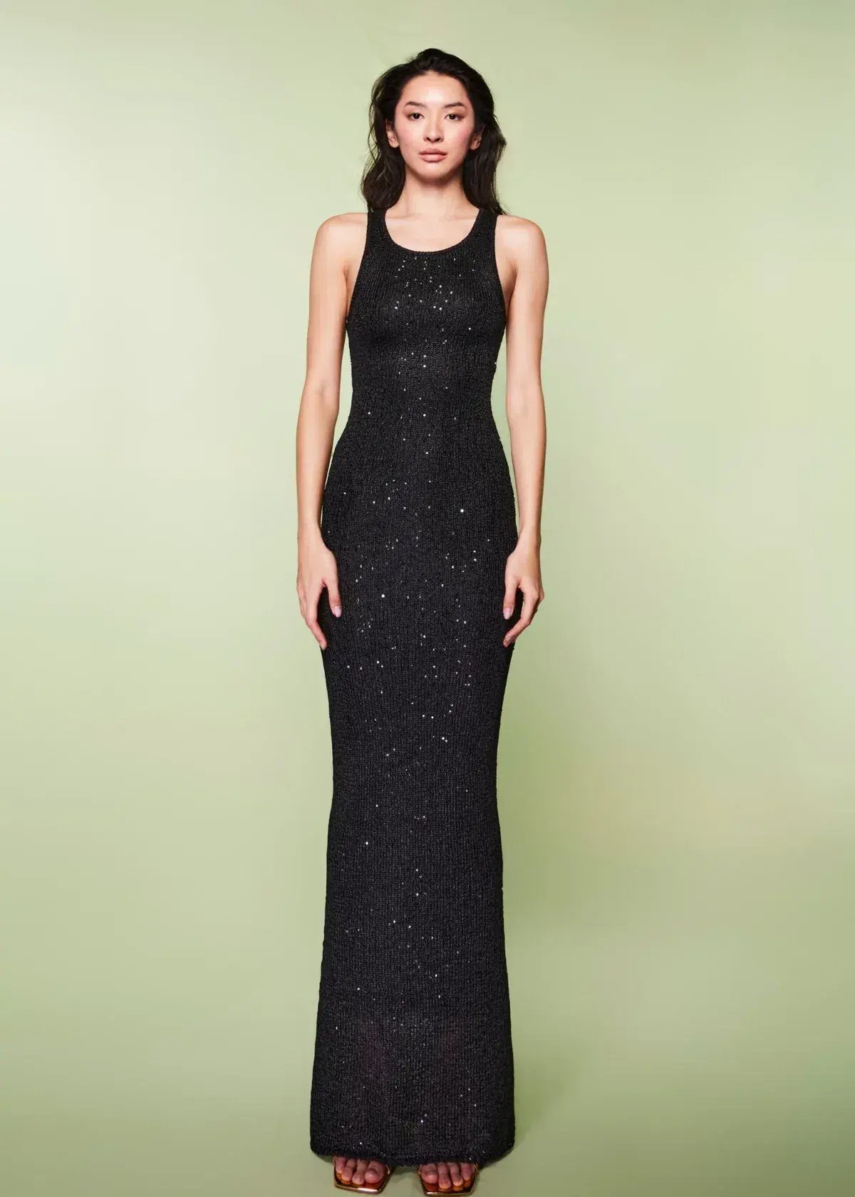 Asta Resort Natalia Long Maxi Dress in Black Sequin Size M / AU 10 photo 4