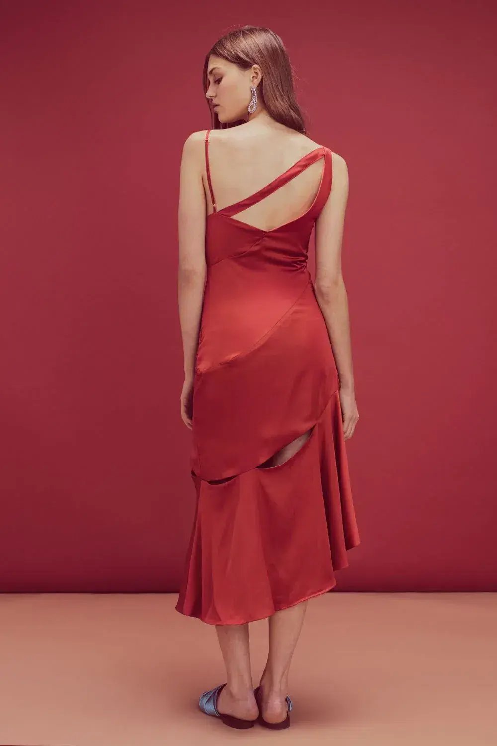 For Love and Lemons Liv Cut Maxi Dress Red Size 10 photo 3