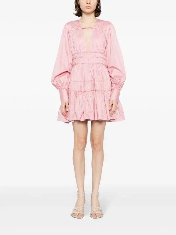Aje Fallingwater Ruched Mini Dress Chalk Pink Size 8 photo 5