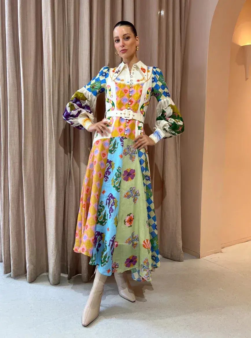 Alemais Lou Balloon Sleeve Shirtdress Multi Size 8 photo 2