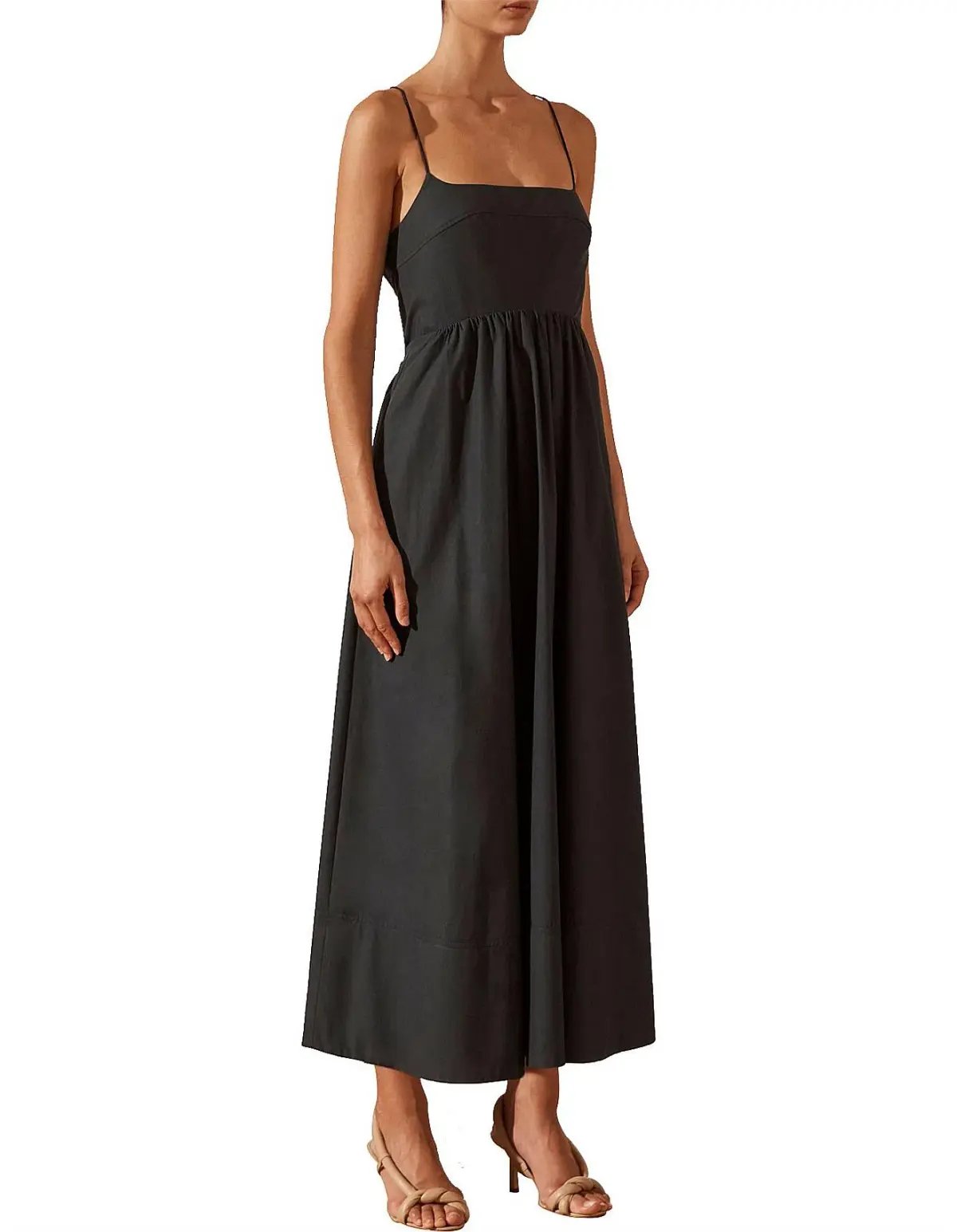 Shona Joy Andrea Low Open Back Midi Dress Black Size 6 photo 2