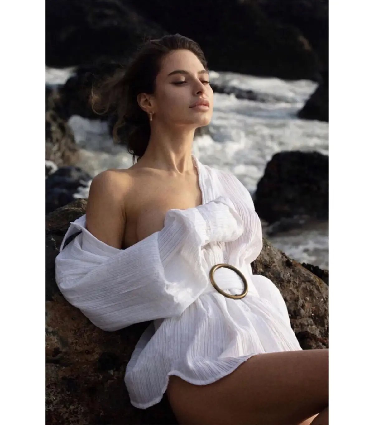 BAMBA SWIM Titan Shirt Dress in White Size S / AU 8 photo 4
