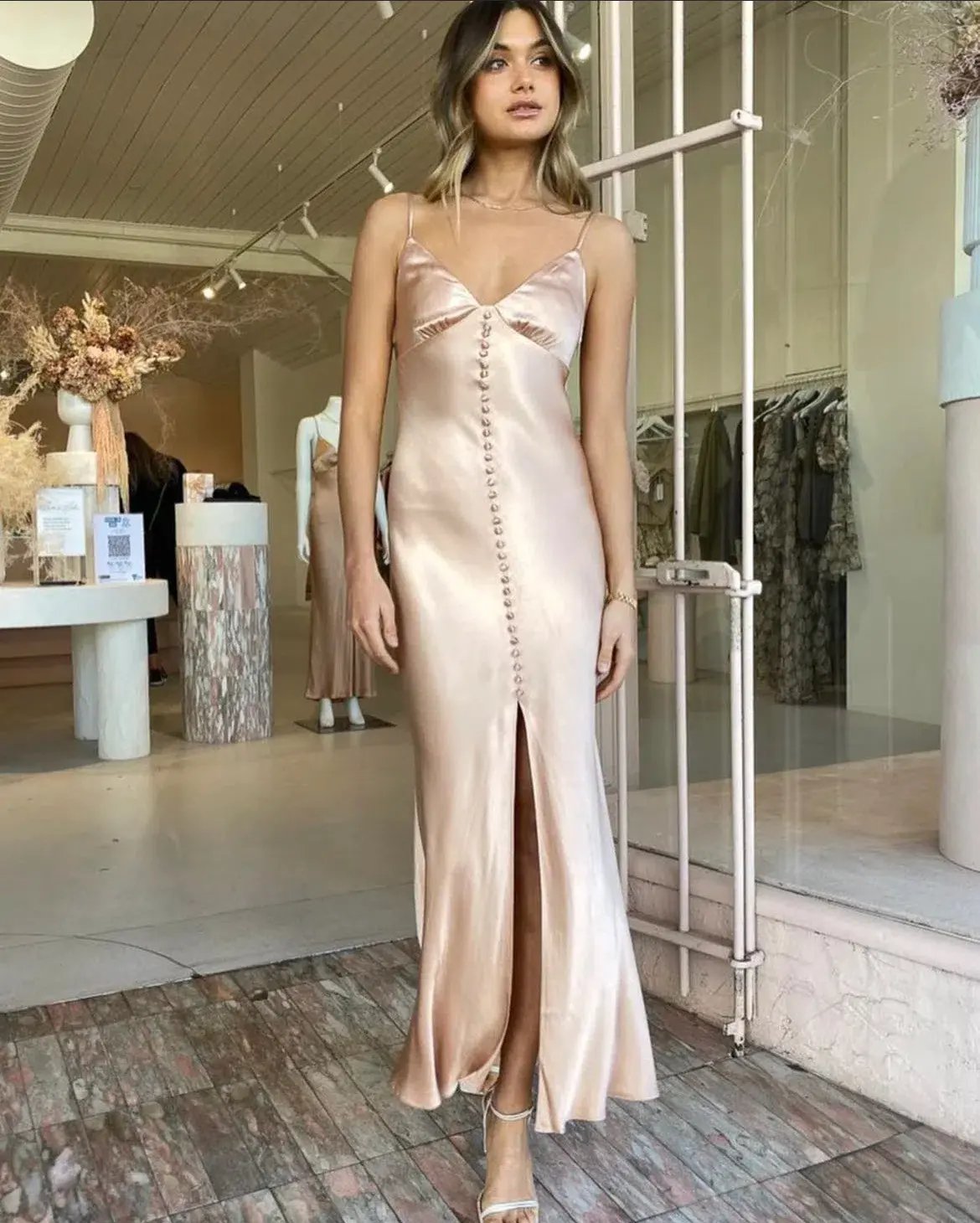 Shona Joy La Lune Bias Slip Dress in Dessert Rose Size 6 photo 3