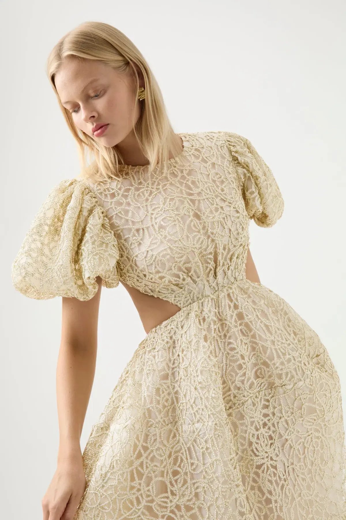 Aje Patina Lace Midi Dress Ivory Size AU 14 photo 4