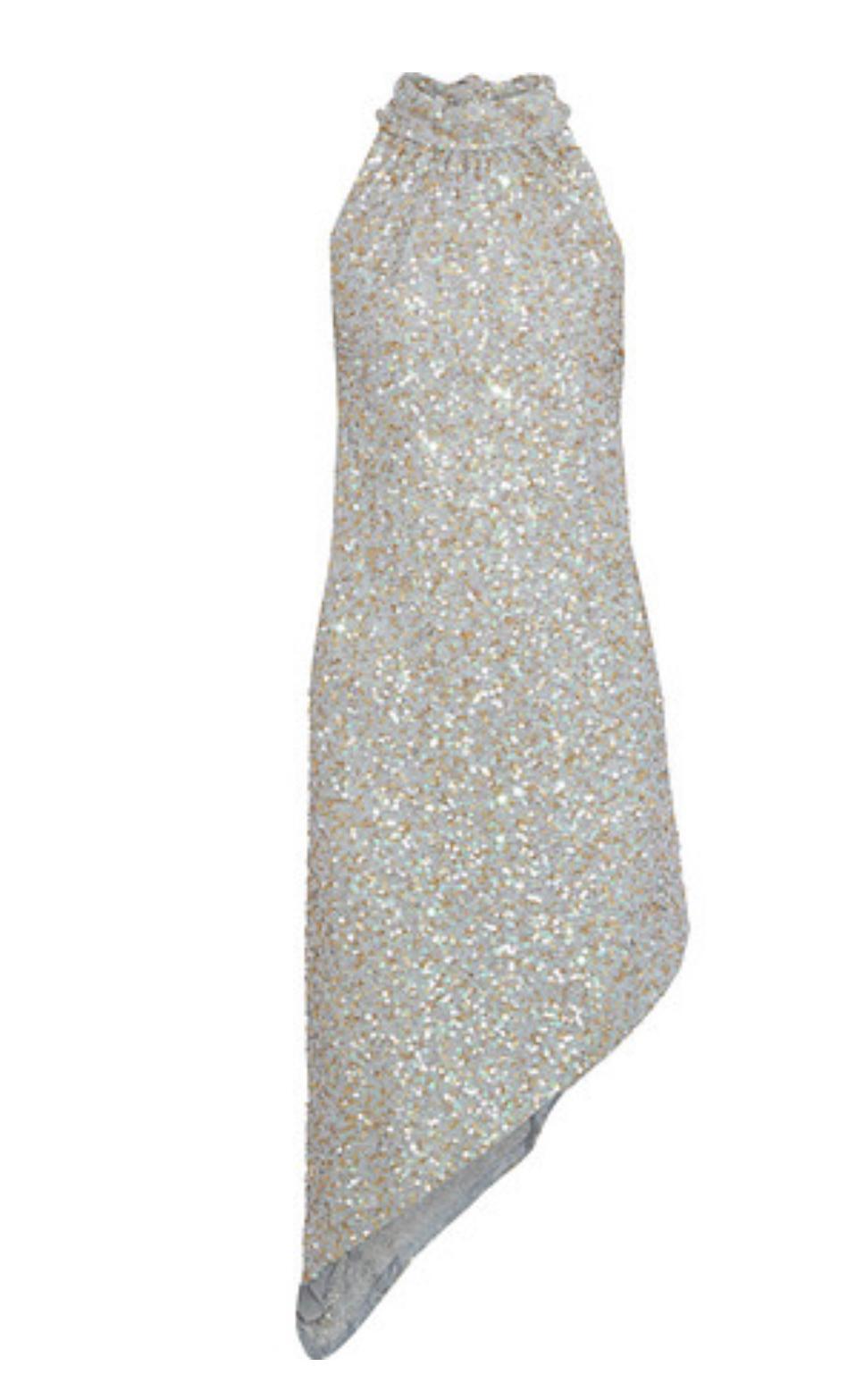 Anna Sui Asymmetric Sequin Embellished Chiffon Mini Dress Size 12 photo 3