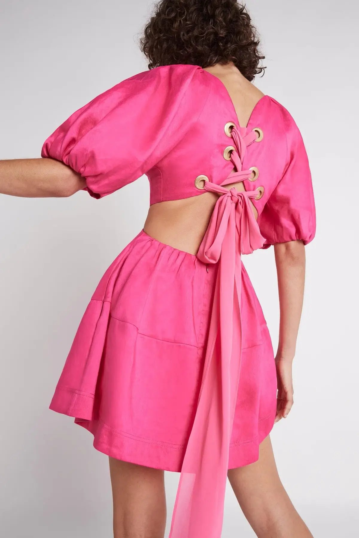 Aje Admiration Lace Up Mini Dress Pink Size 6 photo 2
